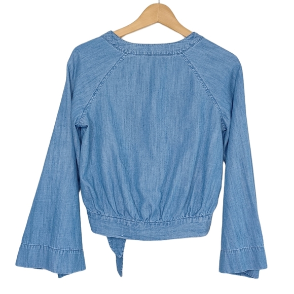 Madewell Denim Bell-Sleeve Wrap Top - Picture 3 of 16